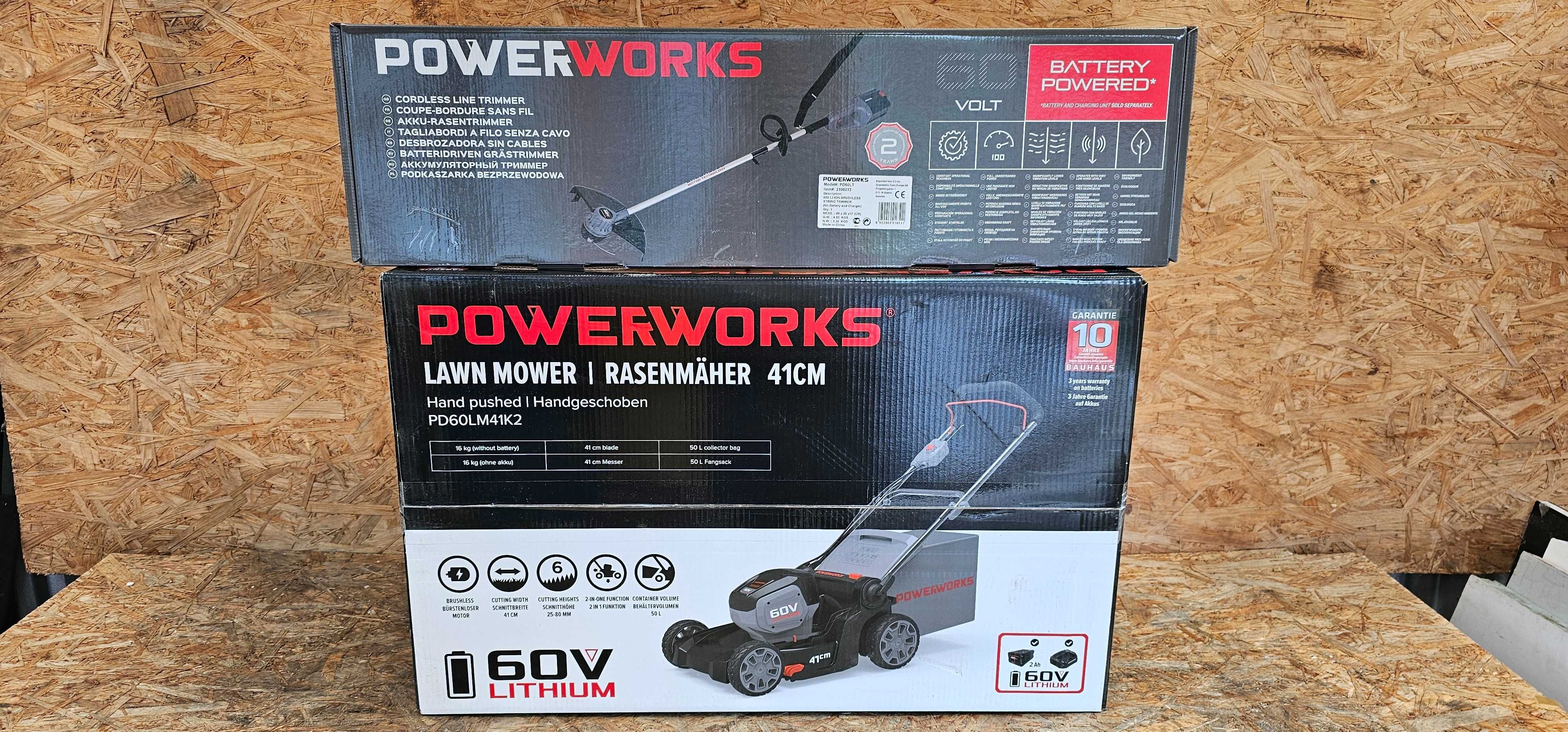 Kosiarka + podkaszarka akumulatorowa POWERWORKS 60V bateria, ładowarka