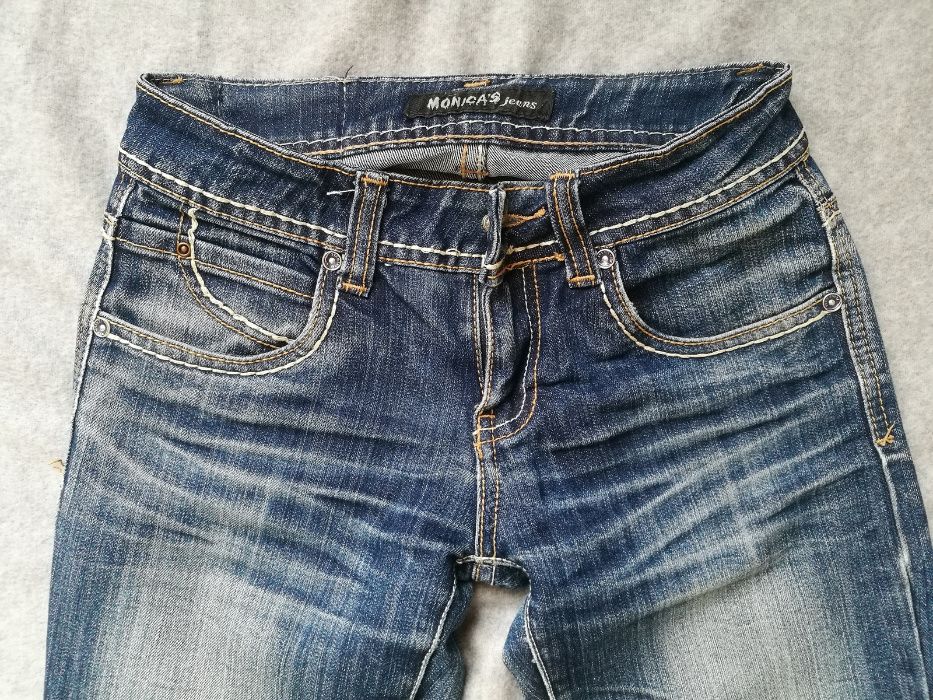 Jeansy jeansowe spodnie sprane XS