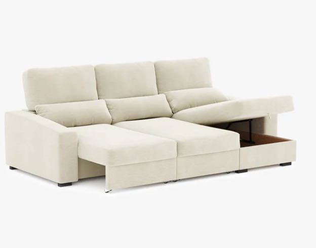 Sofá chaise longue bege KEEN