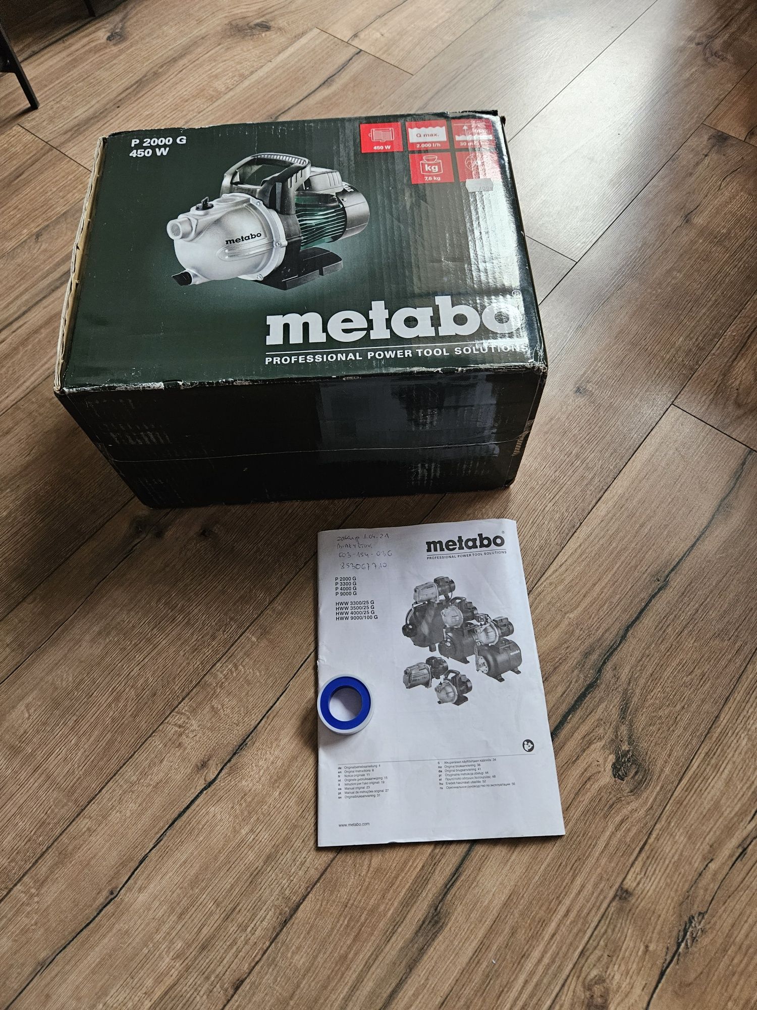 Pompa do hydroforu Metabo P2000G. 450 W.