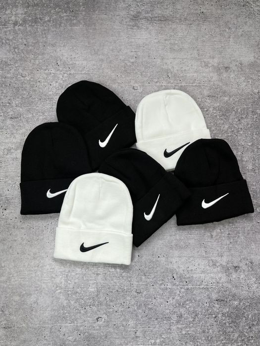 Шапка Nike, Купити шапку найк, Тепла шапка nike чорна та біла