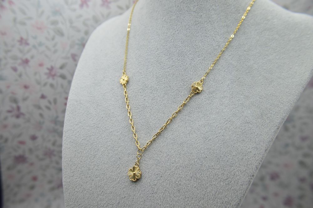 Złoty komplet biżuterii z koniczynami czterolistnymi bransoletka 585