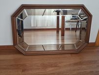 Espelho Decorativo com Moldura em Madeira de Mogno  - Estilo Geométric