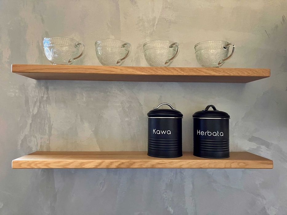 Dębowa półka pływająca. Na wymiar. Półka do kuchni, salonu, sypialni..