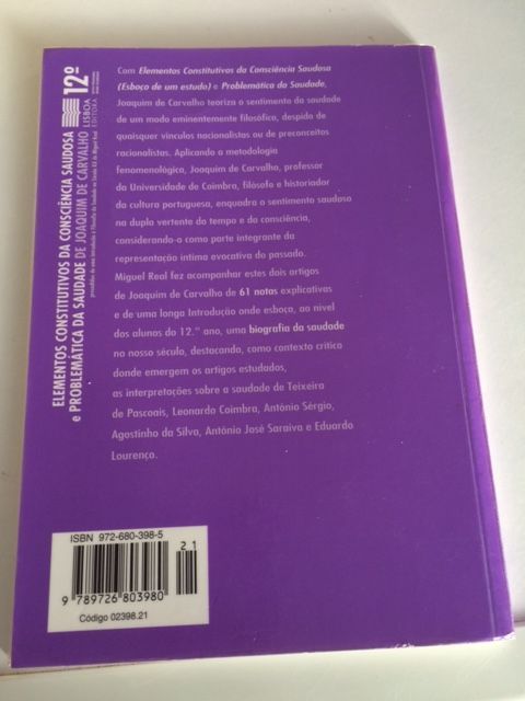 Elementos constitutivos da consciência saudosa e problemática da...