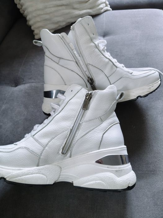 Buty skórzane białe damskie rozmiar 35 bardzo dobry stan