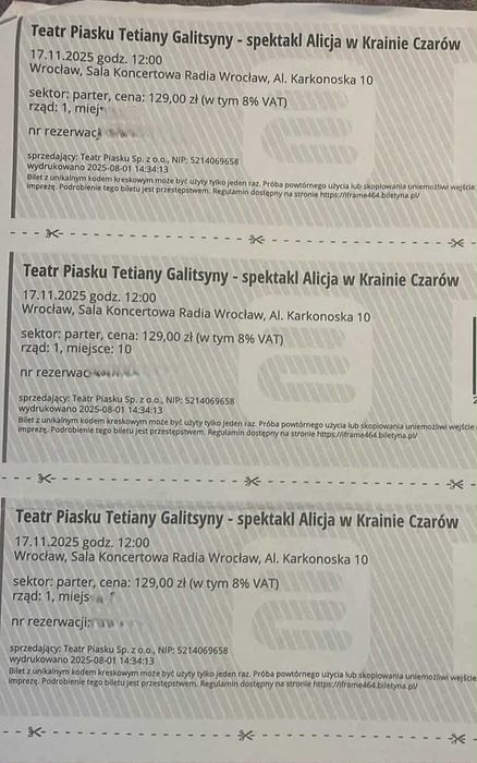 3 bilety na spektakl Alicja w Krainie Czarów - Wrocław