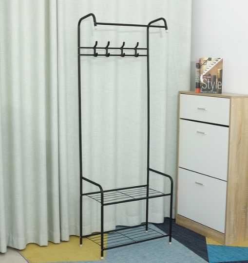 Підлогова стійка вішалка для одягу та взуття з полицями Полка Вешалка