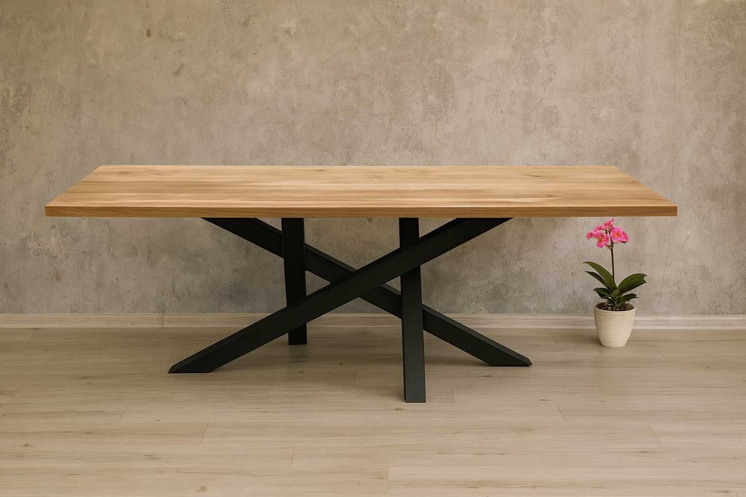 Stół Pająk Dębowy LOFT, 100% Lite Drewno DĄB, Rozkładany.