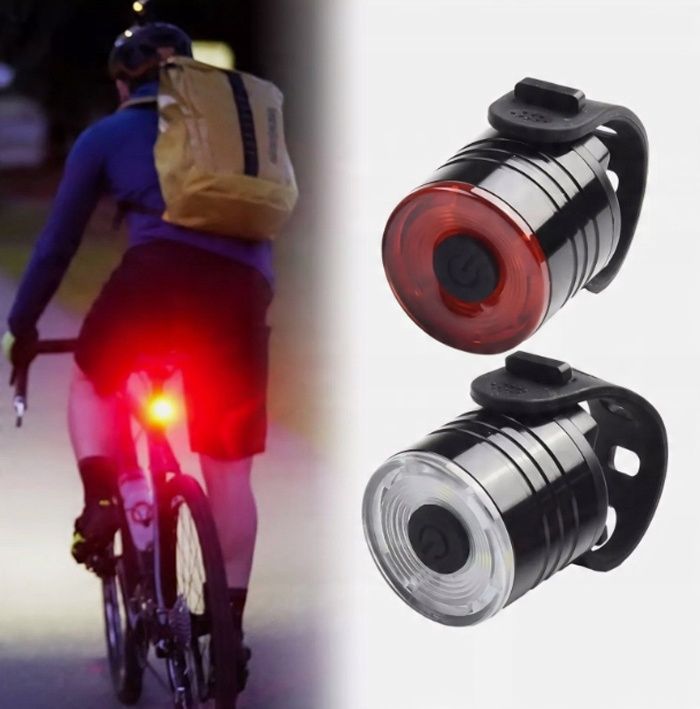 Lampka rowerowa przód tył LED COB lampki do roweru zestaw lampek 80lm