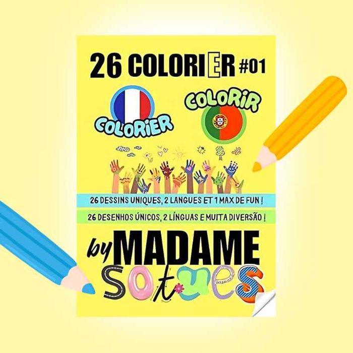 26 Desenhos únicos para Colorir - Livro Infantil Bilingue PT/FR