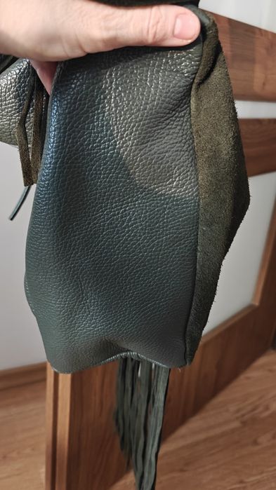 Shopper z frędzlami ,skóra włoska