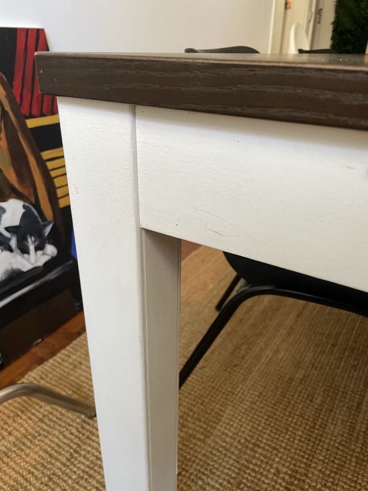 mesa extensível Bjursta madeira e branco