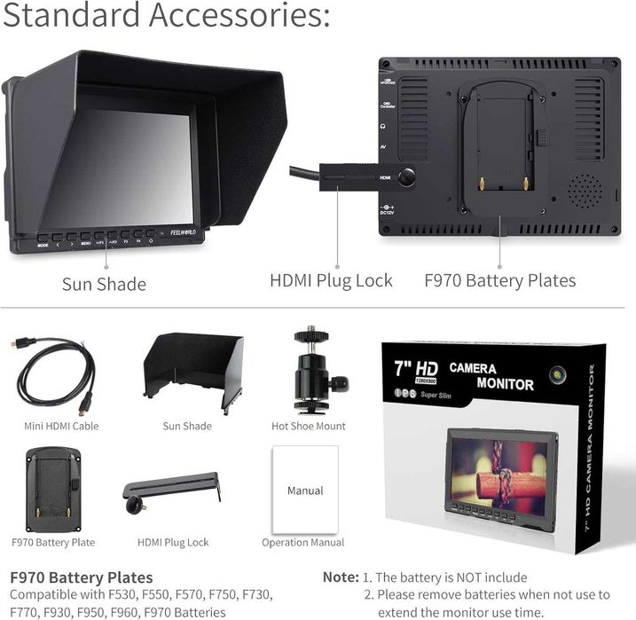 7" calowy monitor LCD do podglądu np. do kamery