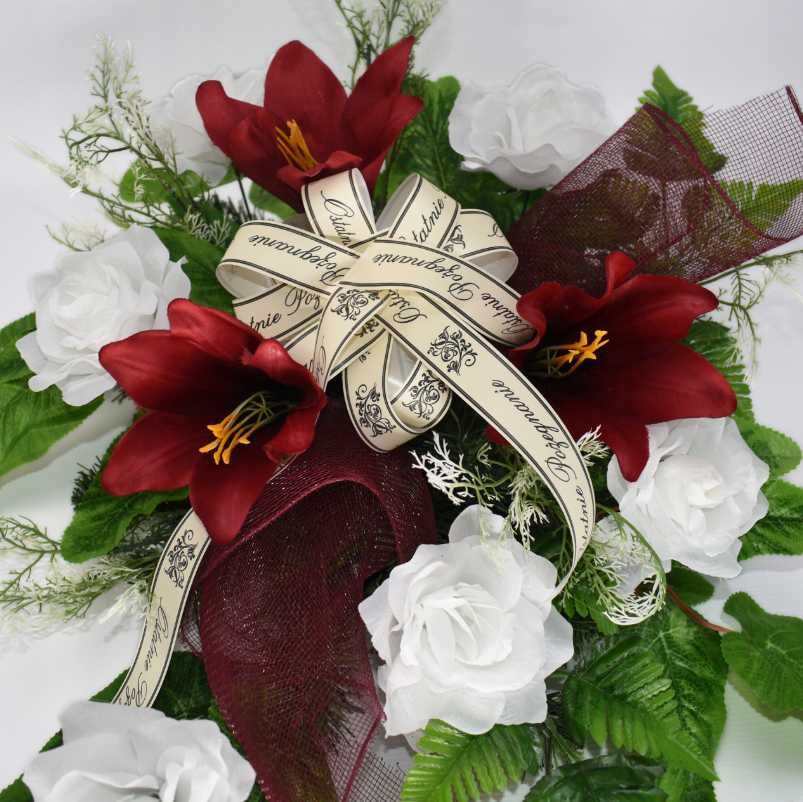 Elegancka wiązanka pogrzebowa Biało-czerwone kwiaty Wieniec