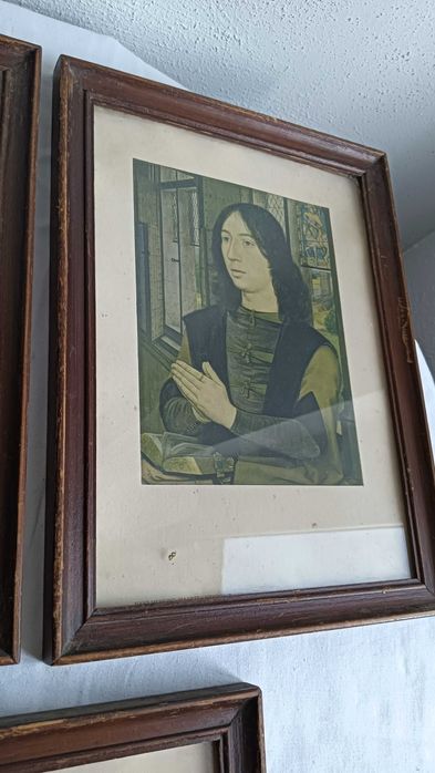 Stare obrazki w ramkach drewnianych + szkło. Cena 1 szt