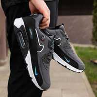 Кроссовки мужские Nike Air Max 90 Grey Blue Найк Эйр серо-синие