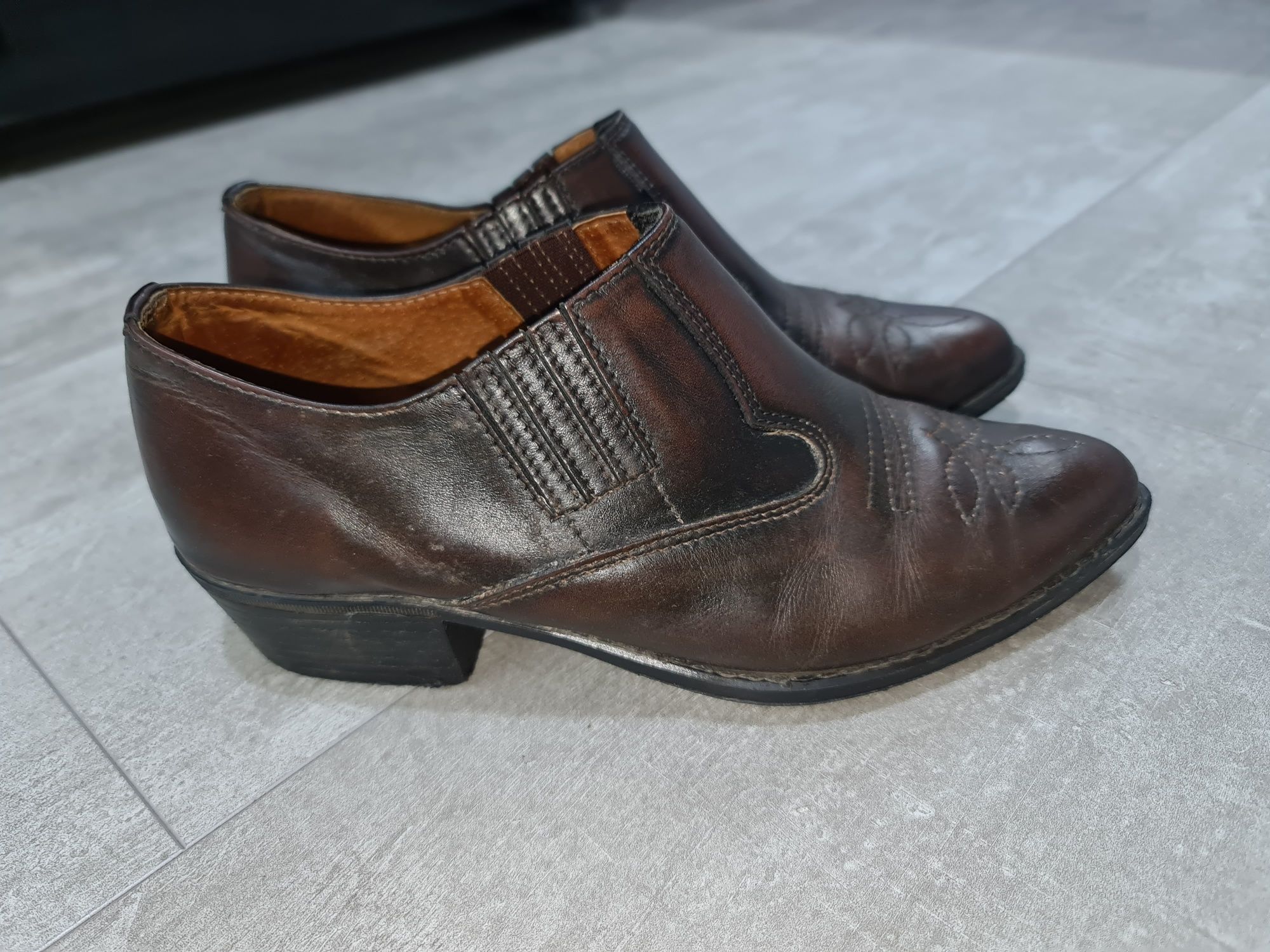 Western pantofle skórzane męskie r. 39