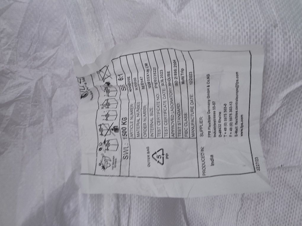 Sprzedam Worki big bag 1500 kg