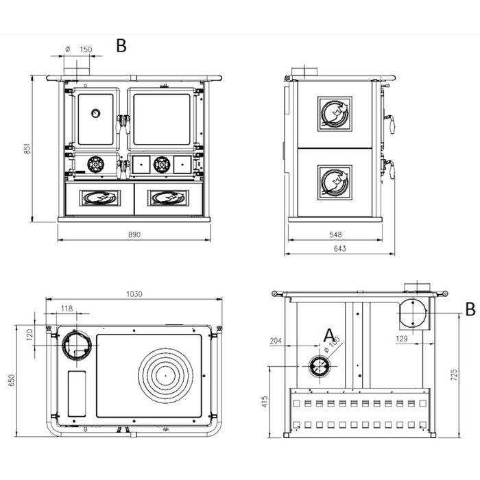 Kuchenka na drewno La Nordica Rosa Sinistra Reverse 8,2 kW