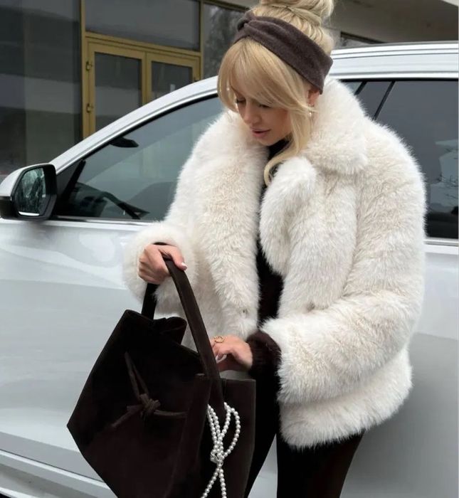 Біла шуба Zara /Белая шуба Zara Xs/S