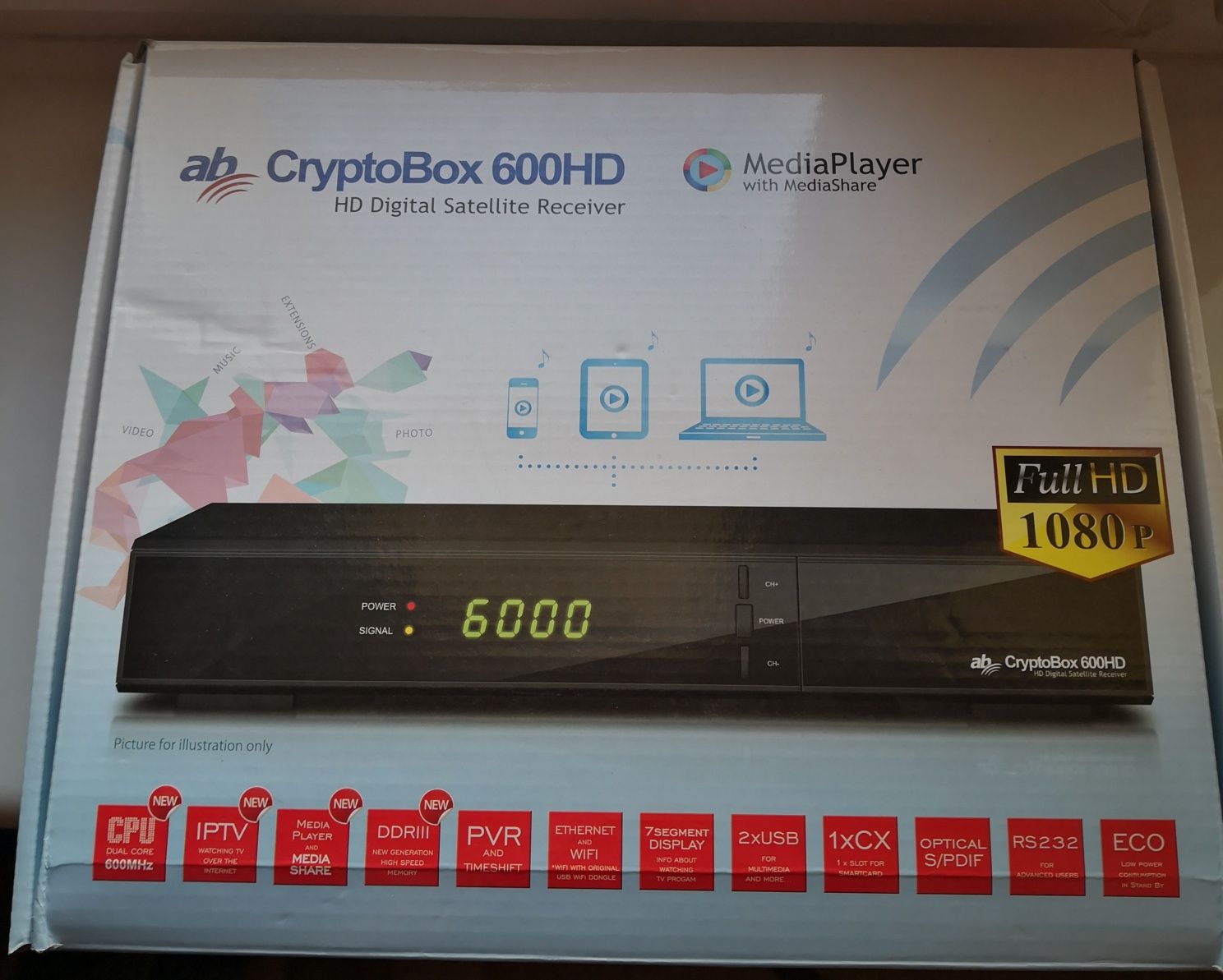 Dekoder satelitarny Cryptobox 600HD