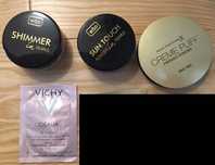 Rozświetlacz, pudry MAX FACTOR i WIBO + próbka VICHY