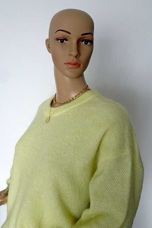 Casualowy żółty wiosenny sweter yellow 46% wełna 8% moher