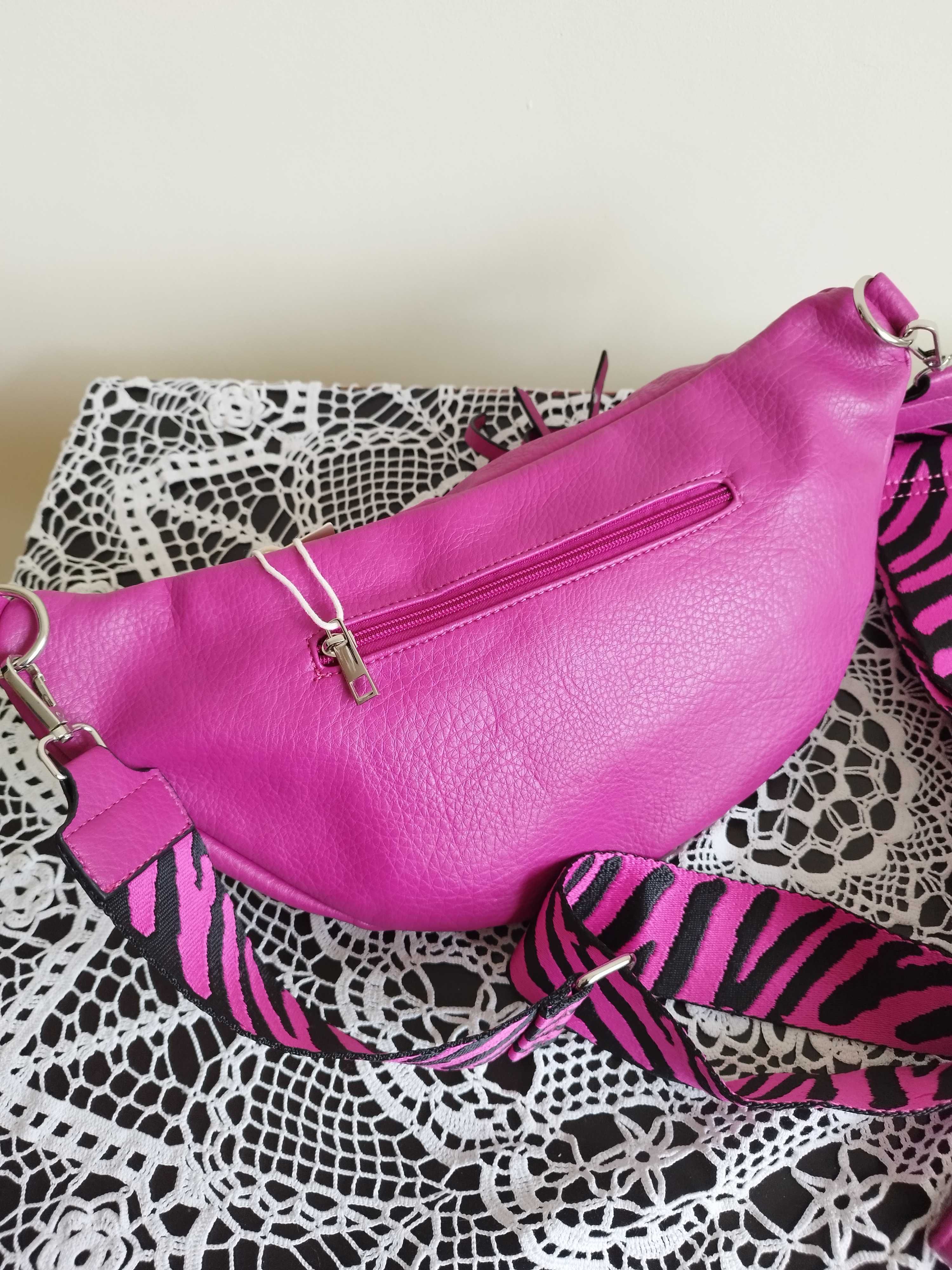%_Magic BAGS_torebka / nerka_duża_dwa paski - fuksja