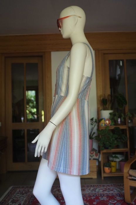 letnia lniana sukienka Cali1850 paski szmizjerka plażowa surfing etno