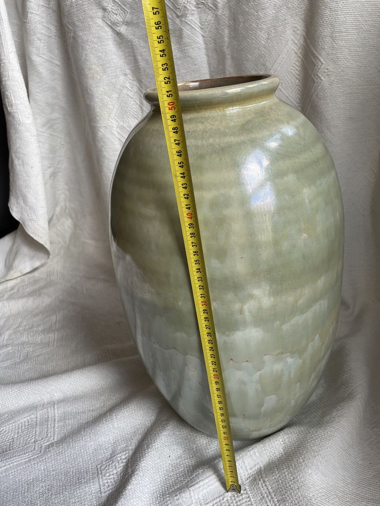 Duży wazon ceramika zielony gołębi pastel