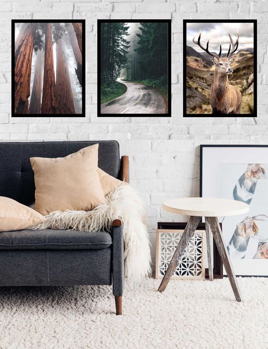 30x40 obrazy w ramie plakaty ramka JELEŃ LAS NOWOCZESNY NATURA BOHO