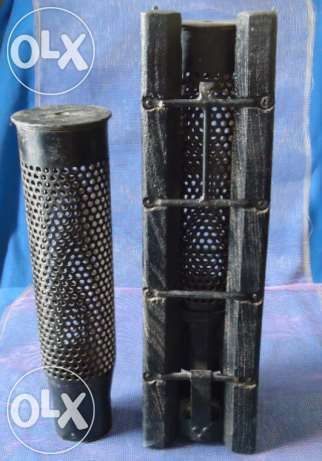 Candeeiro em metal,bazuca elaborado por artesão.
