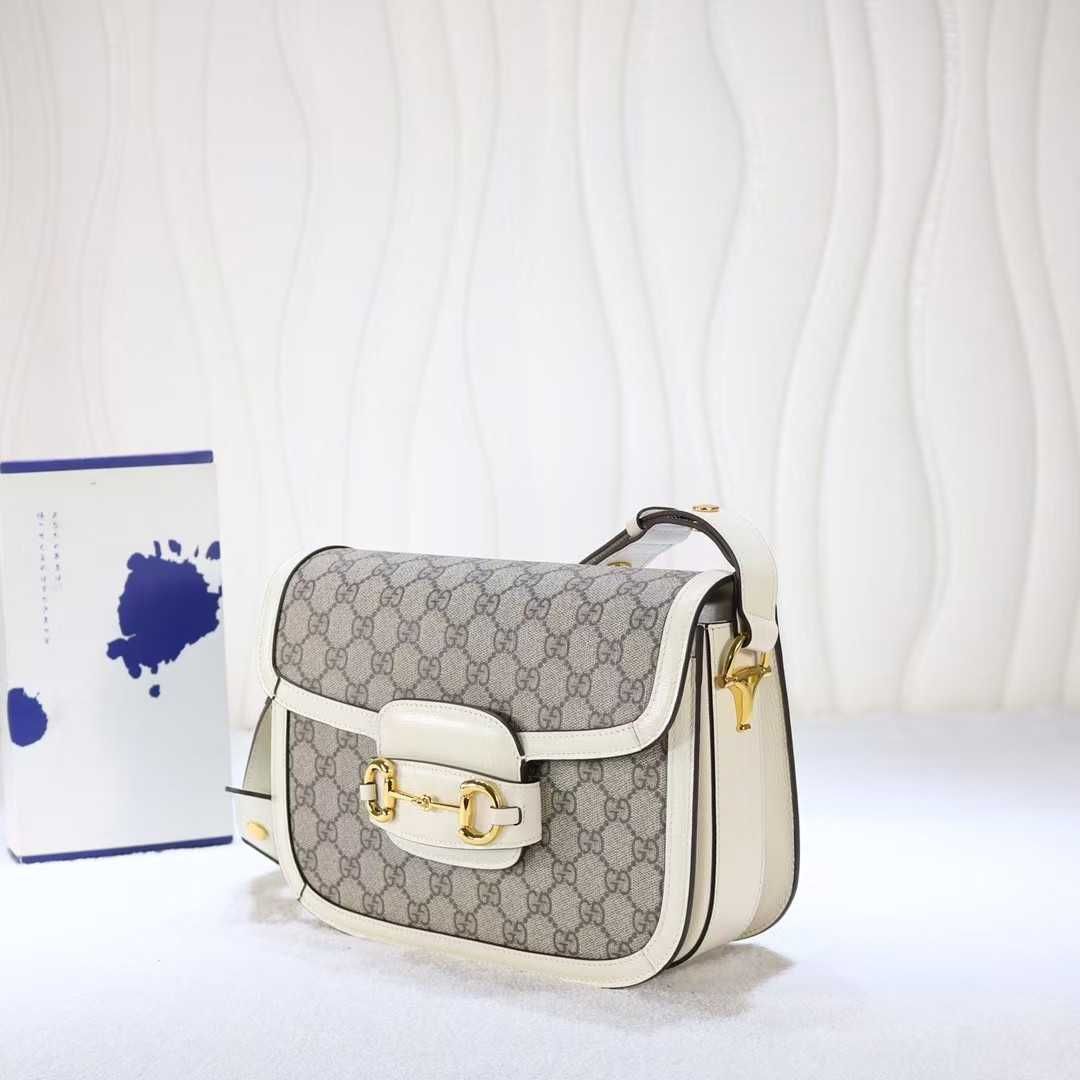 Gucci Horsebit 1955 Mini BagBeige/White