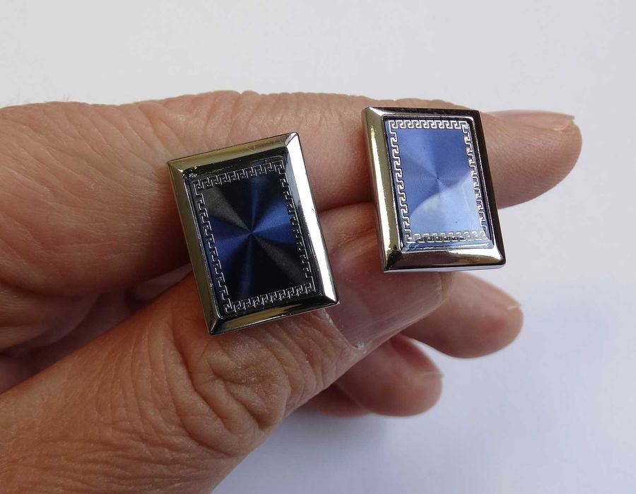 Spinki do mankietów do koszuli prostokątne niebieskie na ślub wesele