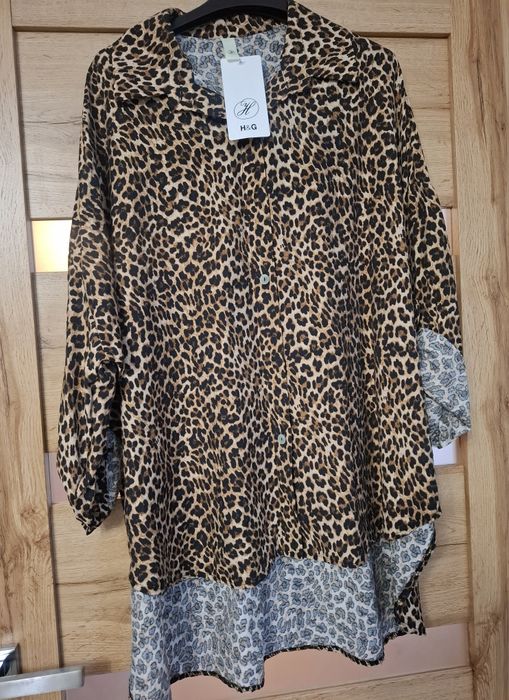 Asymetryczna koszula panterka damska nowa 48 50