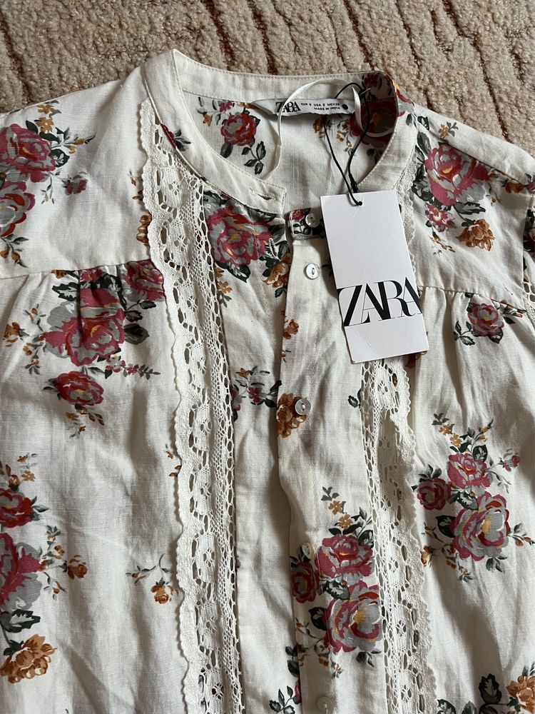 Блуза квітковий принт рубашка zara
