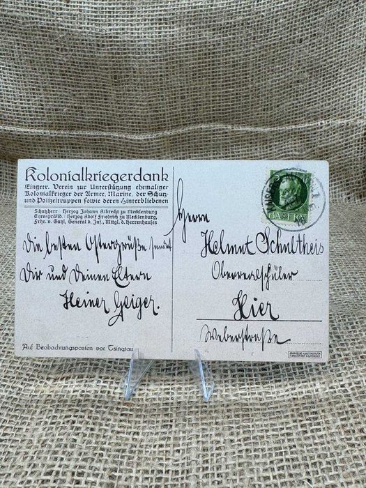 B617 pocztówka original wojsko Pruskie flaga feldpost 1916 ww1 LUX