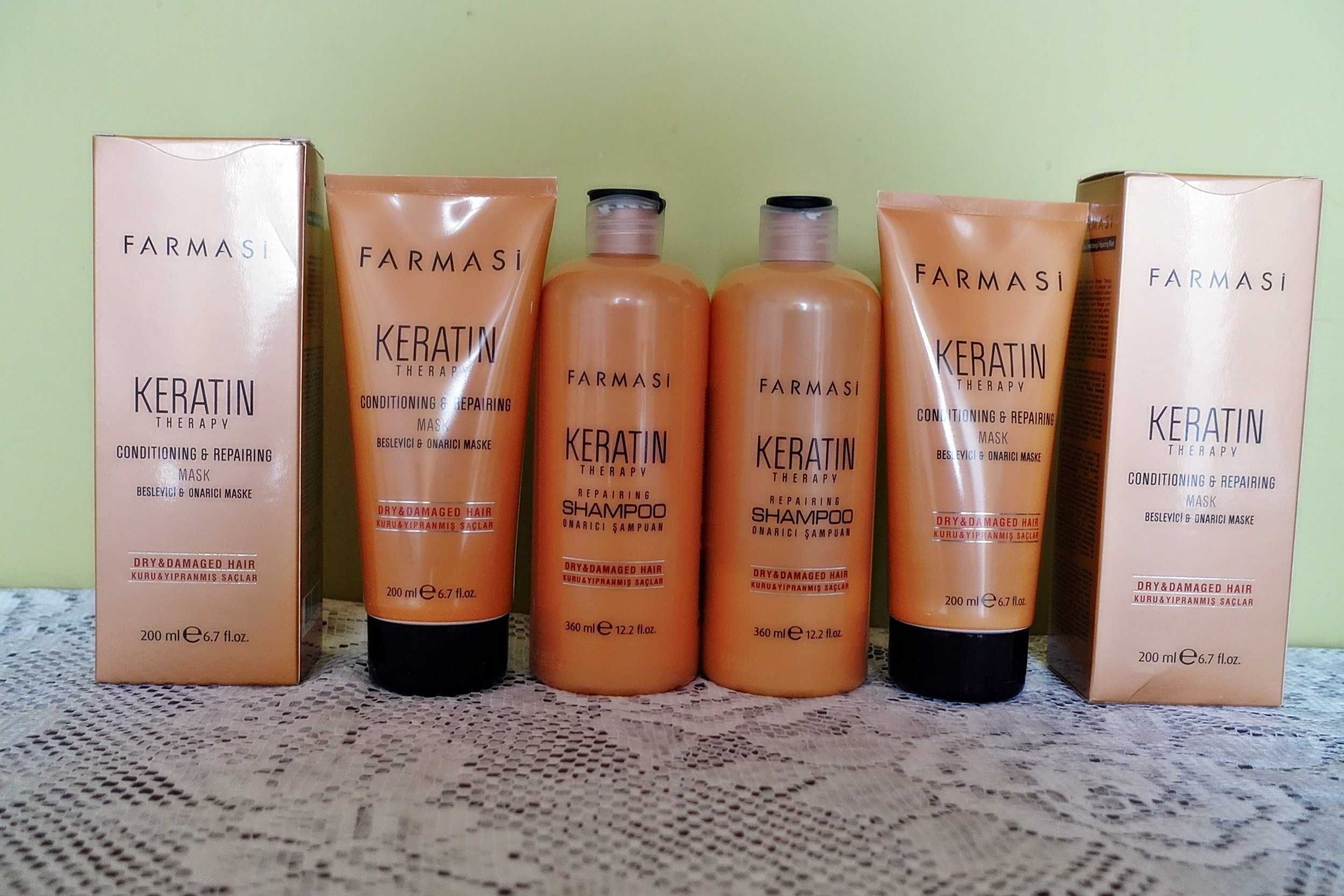 2 zestawy Keratin Therapy szampon + odżywka Farmasi.