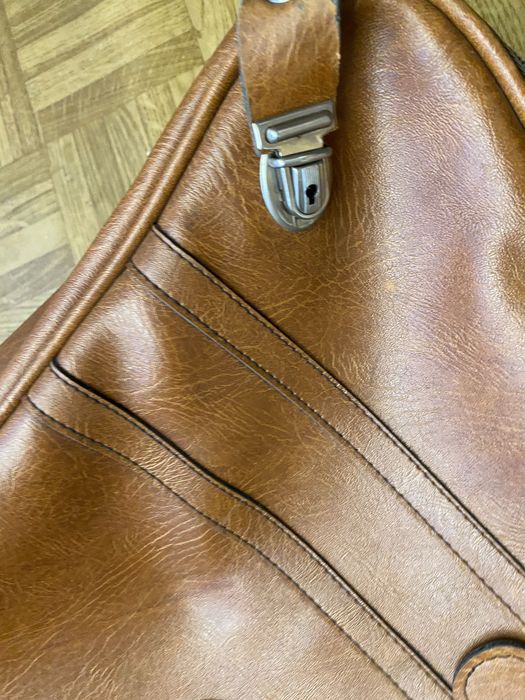 Brązowa torba podróżna ze skóry ekologicznej vintage