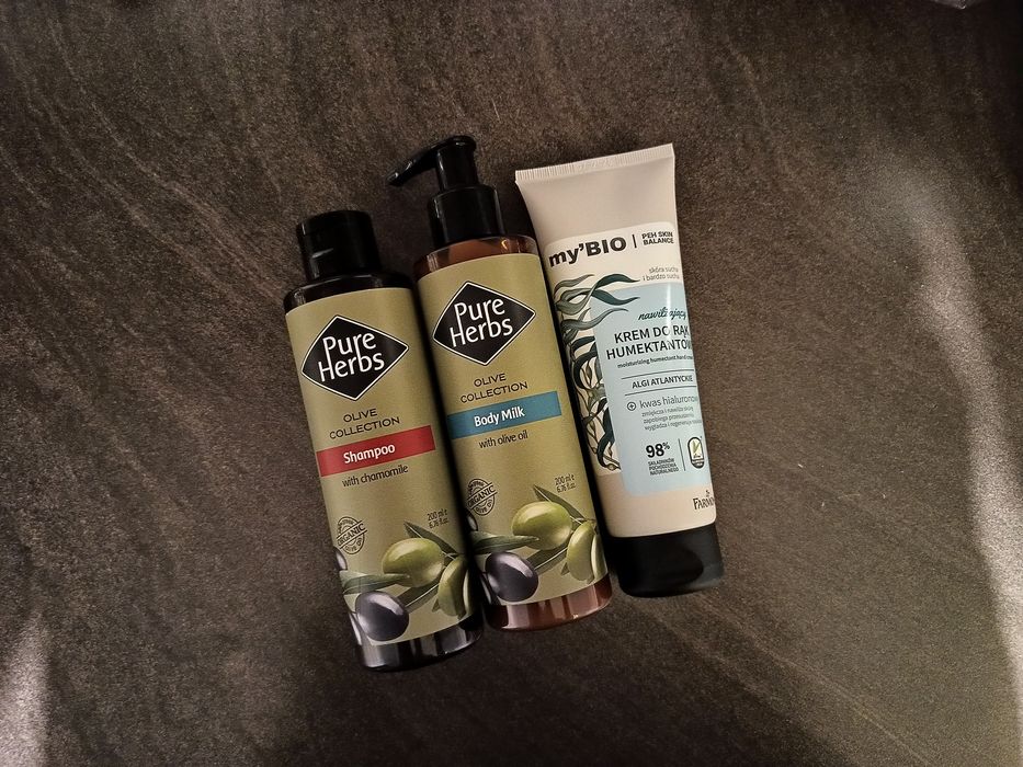 Krem do rąk, szampon, balsam do ciała oliwa z oliwek, algi