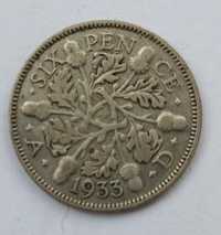 Велика Британія 3 пенси 1933, срібло
