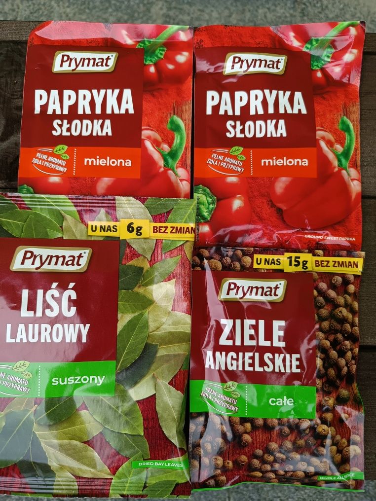 Zestaw 4 przypraw prymat papryka ziele angielskie liść laurowy