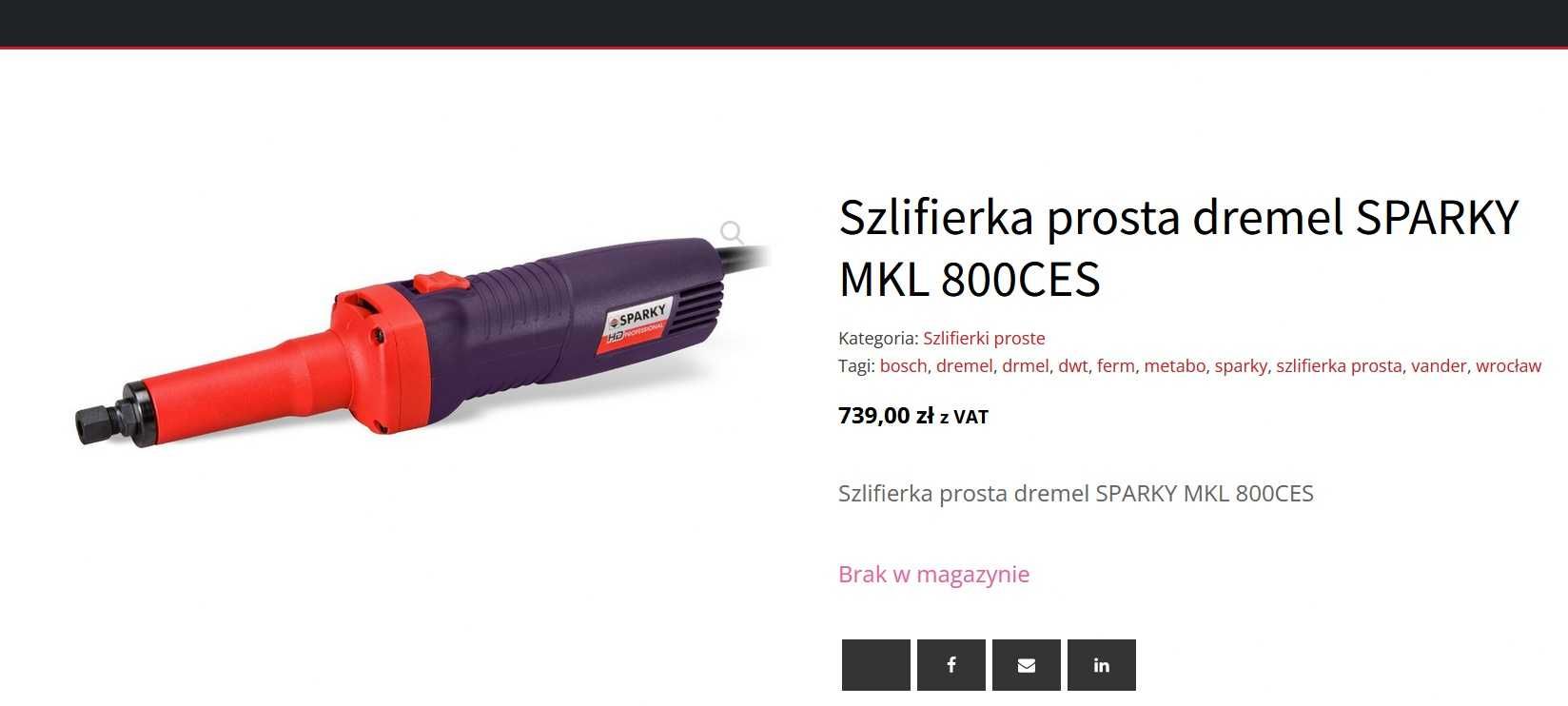 Szlifierka Prosta Dremel SPARKY MKL 800CES 800W Ger Regulacja obrotów