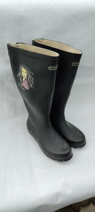 Kalosze damskie wysokie czarne wiązane Viking rozmiar 36 wkładka 23,5