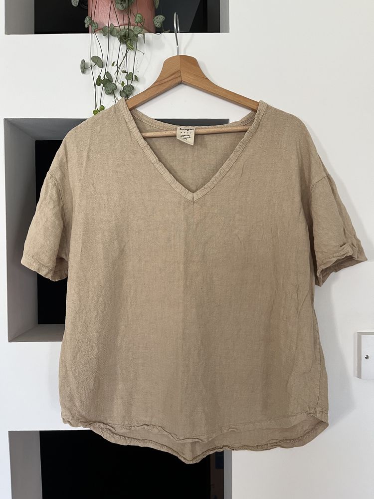 Wiya top bluzka lniany len linen beż One size