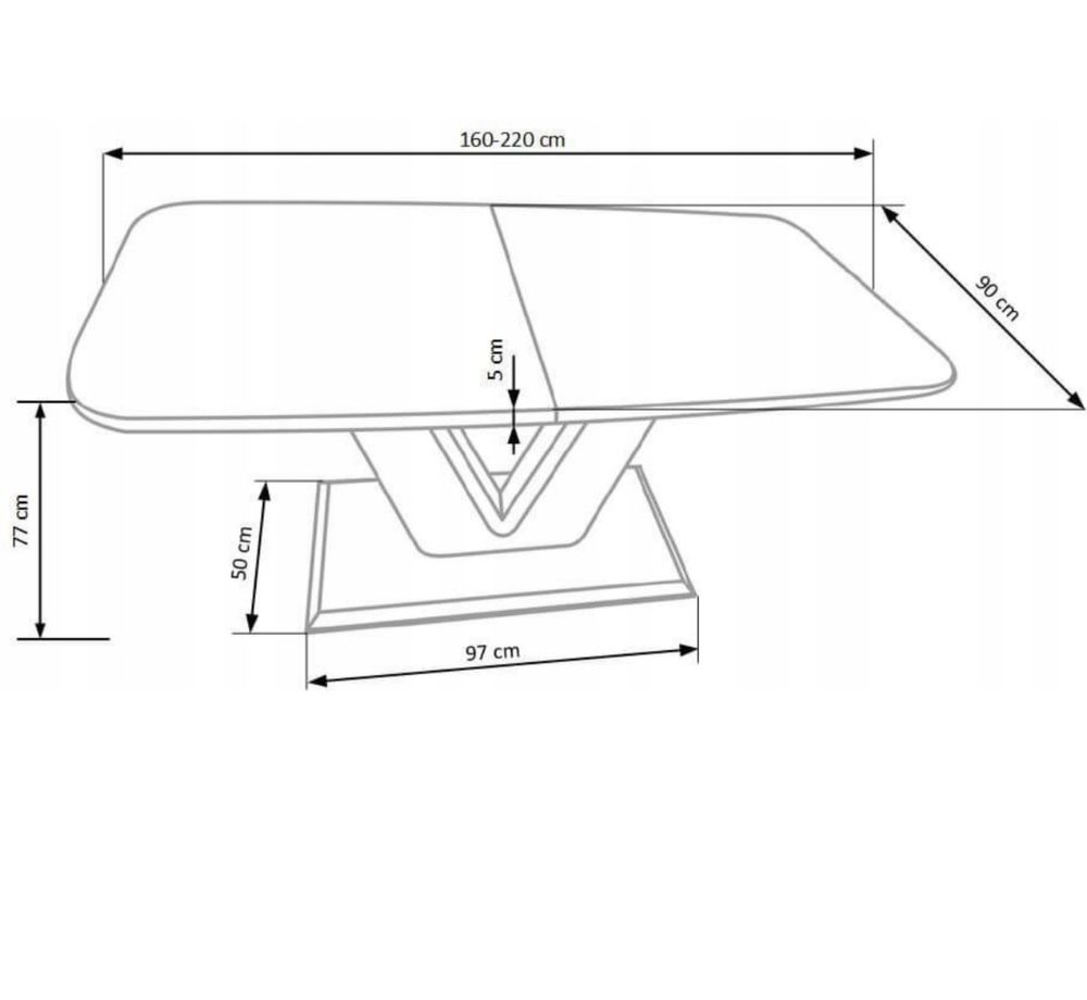 Stol Glamour bialy rozkladany (do 8 osob) + 6 krzesel