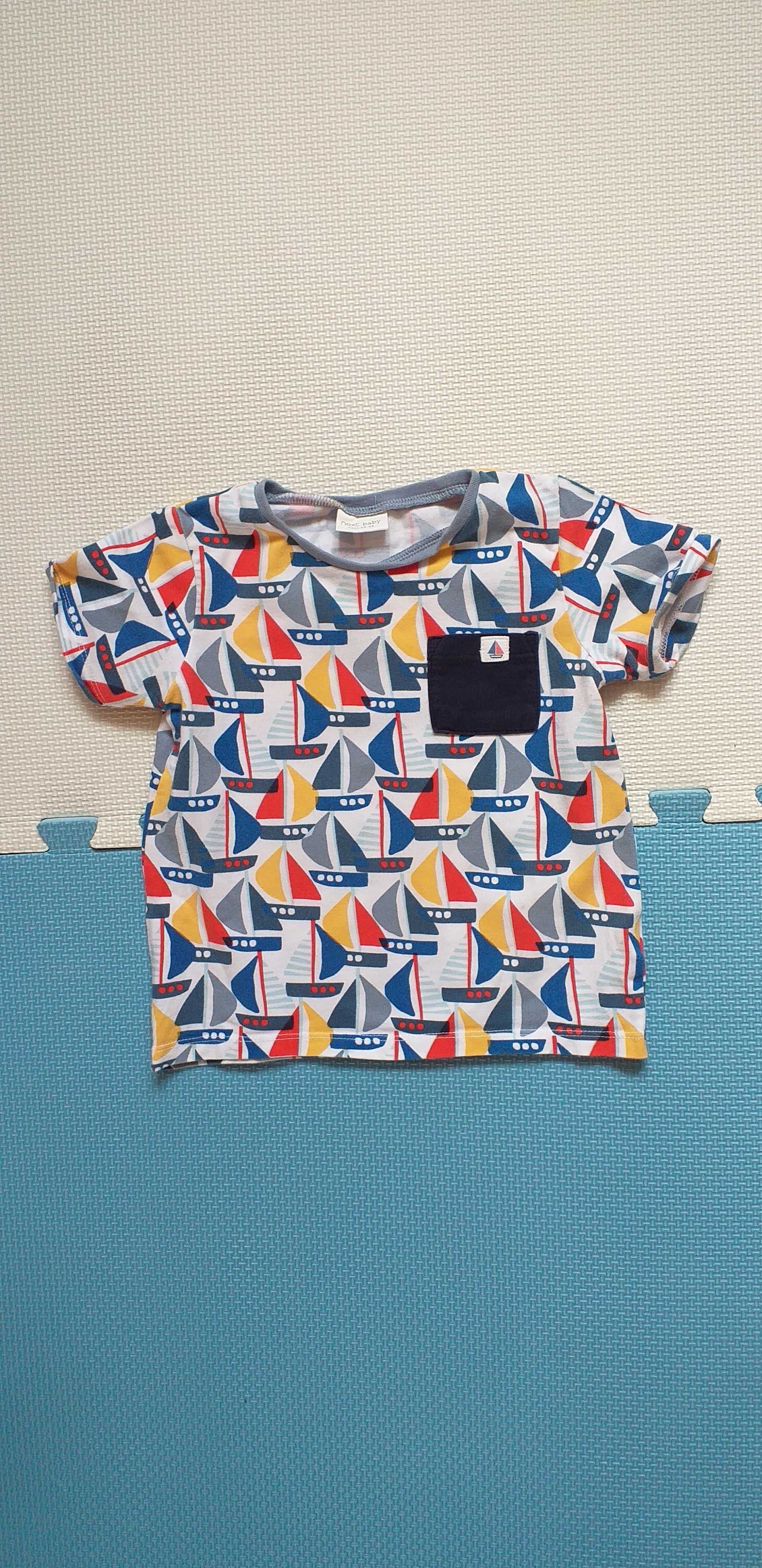 T-shirt koszulka na krótki rękaw bluzka w żaglówki na lato Next 80-86