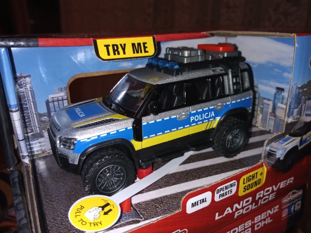 Model Majorette Policja Land Rover z dźwiękiem i światłem Nowy