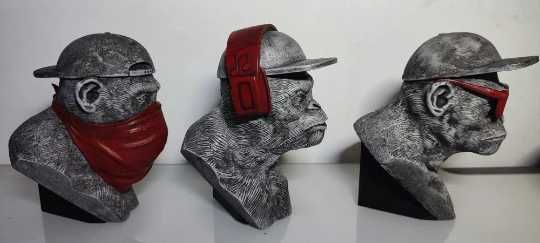 3 Wise Swag Monkeys modern Pop culture Bust